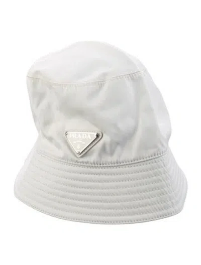 Pre-owned Prada Re-nylon Bucket Hat In White