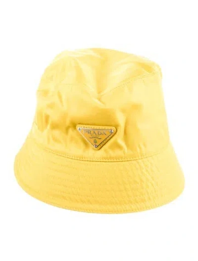 Pre-owned Prada Re-nylon Bucket Hat In Yellow