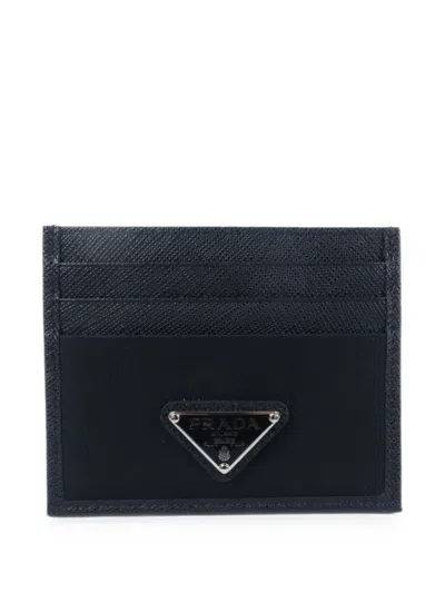 Pre-owned Prada Re-nylon Card Holder In Black