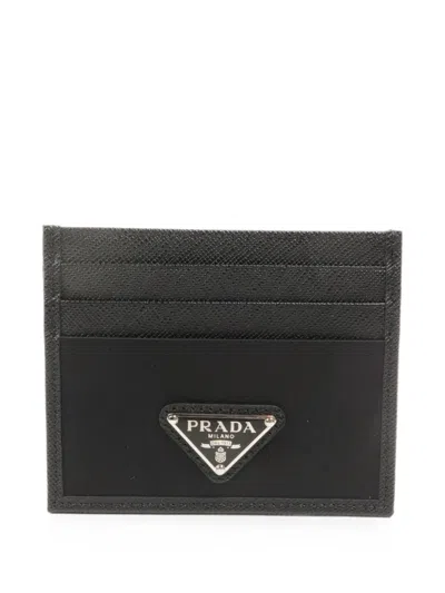 Pre-owned Prada Re-nylon Cardholder In Black