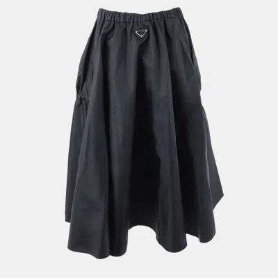 Pre-owned Prada Re-nylon Circle Skirt In Black