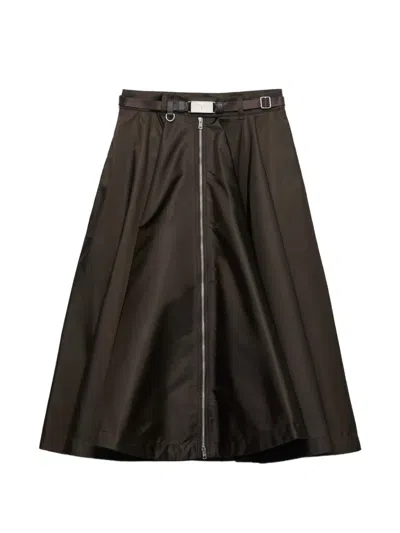 Prada Re-nylon Circle Skirt In Brown