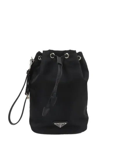 Pre-owned Prada Re-nylon Clutch Bag In Black