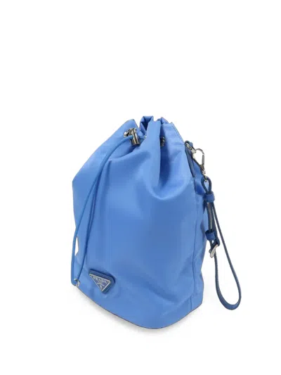 Pre-owned Prada Re-nylon Clutch Bag In Blue
