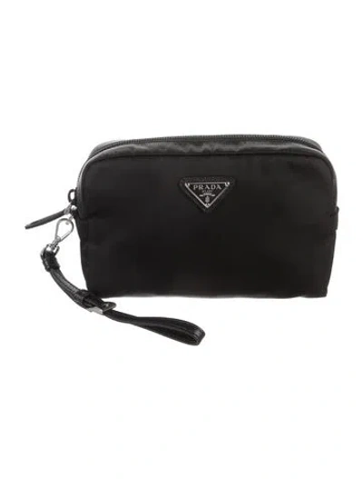 Pre-owned Prada Re-nylon Cosmetic Pouch In Black