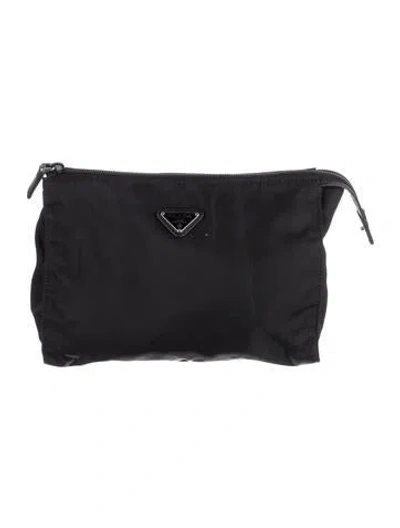 Pre-owned Prada Re-nylon Cosmetic Pouch In Black