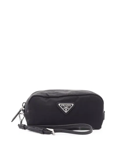 Pre-owned Prada Re-nylon Cosmetic Pouch In Black