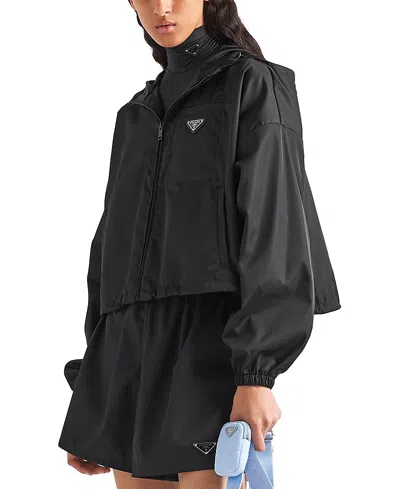 Prada Re-nylon Cropped Jacket In Black