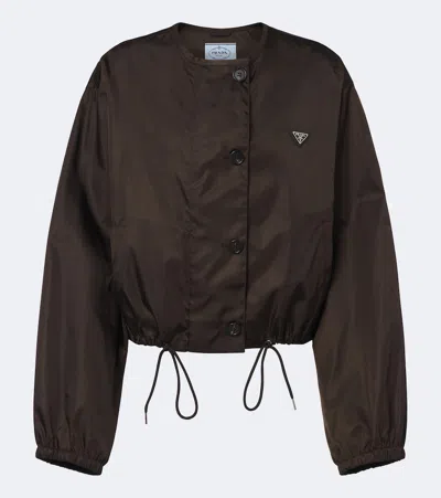 Prada Re-nylon Cropped Jacket In Brown