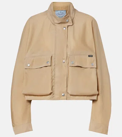 Prada Re-nylon Cropped Jacket In Neutral