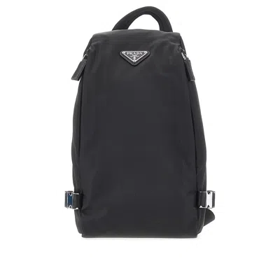 Prada Re-nylon Crossbody Backpack In Black
