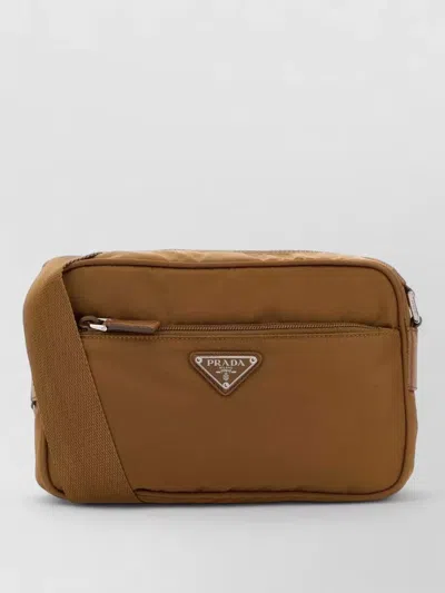 Prada Renylon Crossbody Bag Adjustable Strap Pocket In Brown