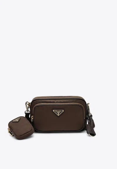 Prada Re-nylon Crossbody Bag With Pouch In Brown