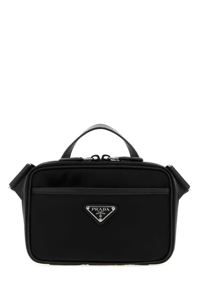 Prada Black Re-nylon Crossbody Bag In Orange