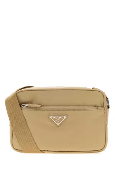 Prada Re-nylon Crossbody Handbag With Adjustable Shoulder Strap In Beige O Tan