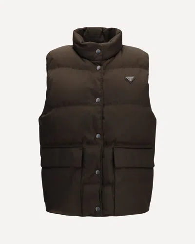 Prada Re-nylon Down Jacket High Collar Pockets In Black