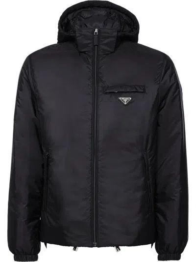 Prada Re-nylon Down Jacket In Black