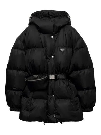 Prada Re-nylon Down Jacket In Black