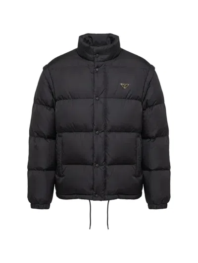 Prada Re-nylon Down Jacket In Blue