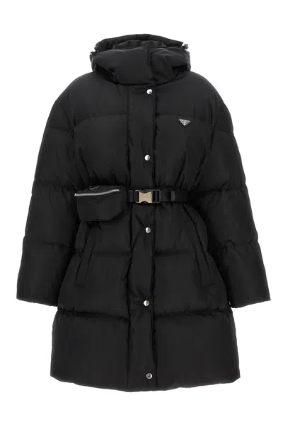 Prada Re-nylon Down Jacket In Black