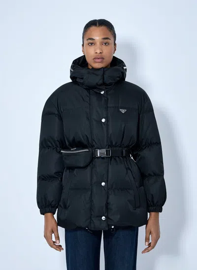 Prada Re-nylon Down Jacket In Black