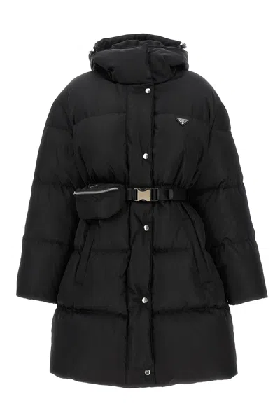 Prada Re-nylon Down Jacket In Black