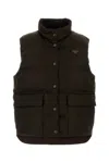 Prada Re-nylon Down Jacket In Brown