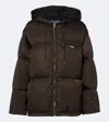 Prada Re-nylon Down Jacket In Brown