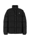 Prada Re-nylon Down Jacket For Men In Black