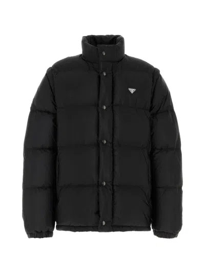 PRADA RE-NYLON DOWN JACKET IN BLACK