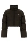 Prada Re-nylon Down Puffer Jacket In Brown