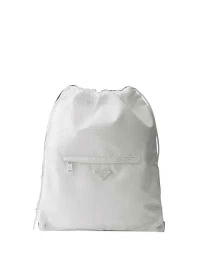Prada Re-nylon Drawstring Backpack In Metallic