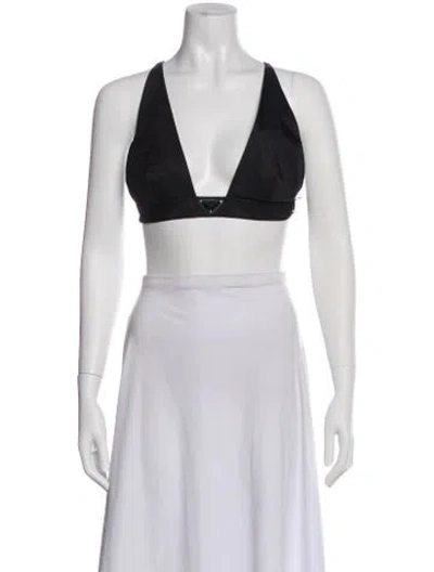 Pre-owned Prada Re-nylon Enamel Triangle Bra Top In Black