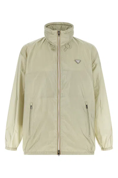Prada Renylon Windbreaker High Collar Side Pockets In Yellow