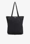Prada Nylon Tote Bag With Saffiano Leather Case In Black