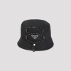 Prada Triangle Logo Drawstring Bucket Hat In Metallic