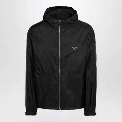 Prada Re-nylon Hooded Jacket In Black