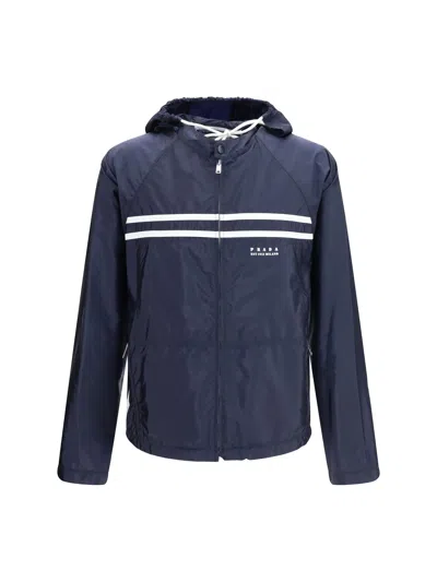 Prada Re-nylon Hooded Jacket In Black