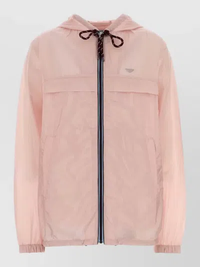 Prada Renylon Hooded Jacket Lightweight Design In Pink