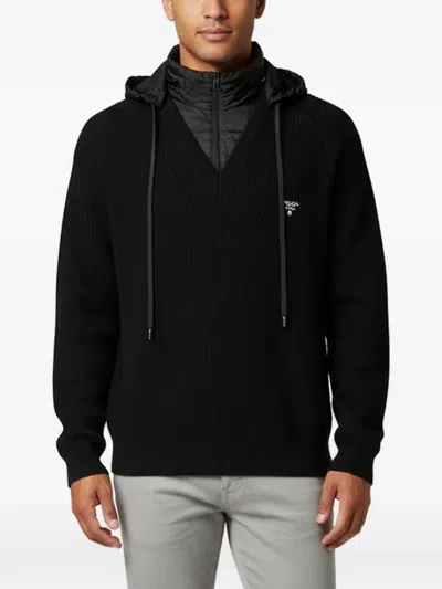 Pre-owned Prada Re-nylon Hooded Sweater In Black