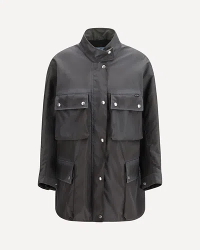 Prada Re-nylon Jacket With Flap Pockets In Gray