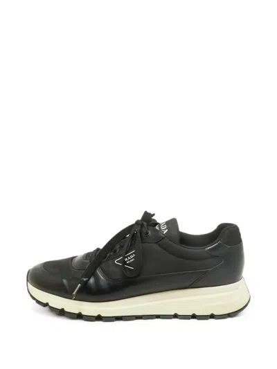 Pre-owned Prada Re-nylon Lace-up Sneakers In Black