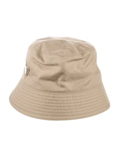 Pre-owned Prada Re-nylon Logo Bucket Hat In Neutral