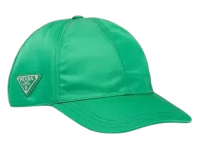 Pre-owned Prada Renylon Logo Cap In Green