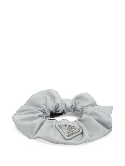Pre-owned Prada Re-nylon Logo-plaque Hairband In Grey