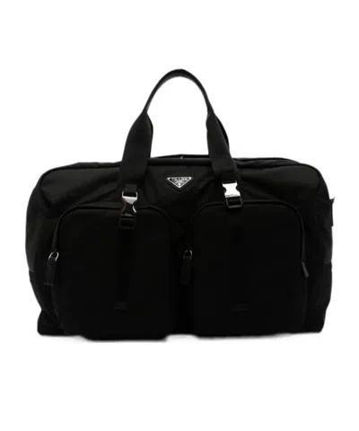 Prada Zippered Shoulder Bag In Black
