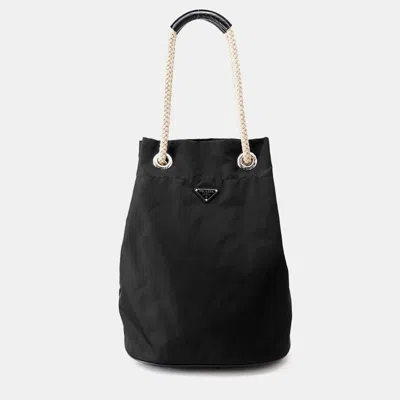Pre-owned Prada Re-nylon Mariner Medium Black Nylon Leather Tote Bag
