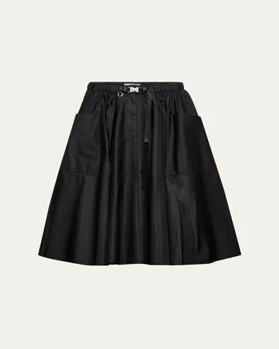 Prada Re-nylon Midi Skirt In Black