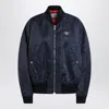 Prada Re-nylon Mini Bomber Jacket In Blue