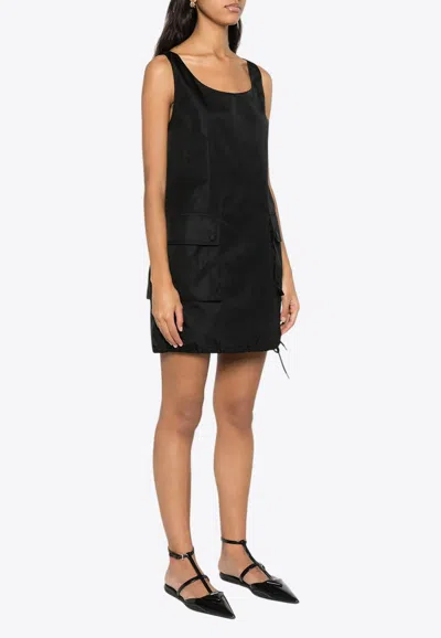 Prada Re-nylon Mini Cargo Dress In Black